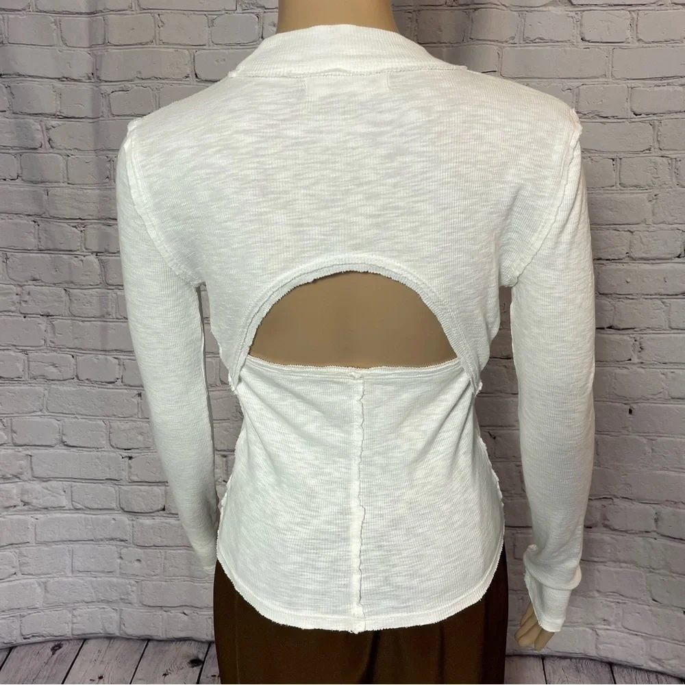 New Free People Ivory Cotton Distant Sun Tee Size XS